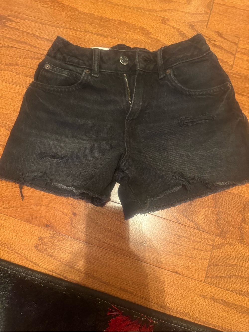 Girls Zara Black Distressed Denim Jean Shorts